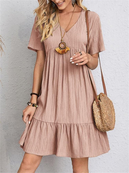 👗💃Vintage női pamut V-nyakú ruha