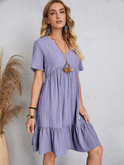 👗💃Vintage női pamut V-nyakú ruha
