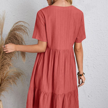 👗💃Vintage női pamut V-nyakú ruha