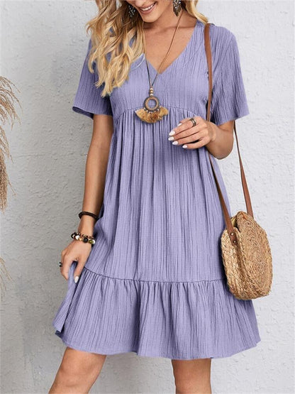 👗💃Vintage női pamut V-nyakú ruha